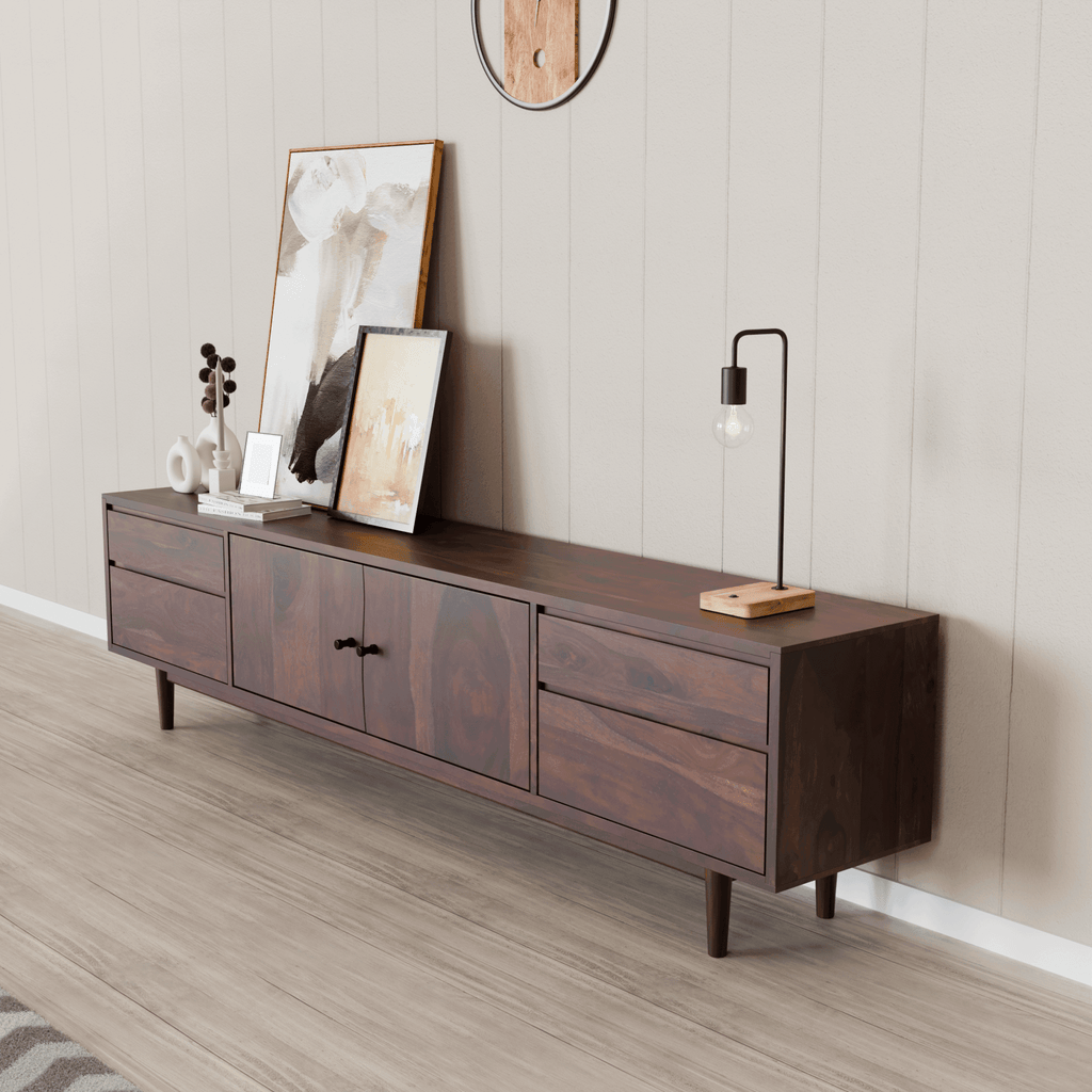 Wooden TV Stand with Cabinet Storage – DIMARVA