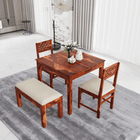 4 seater dining table set made of solid sheesham wood