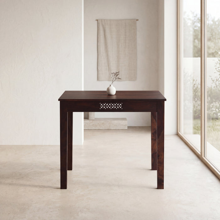 Solid Wood Square dining Table Four Seater - Walnut Finish