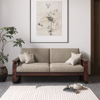 Wooden Sofa Set 3 Seater with Rattan Design in Honey Finish