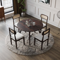 4 Seater Sheesham Wood Round Dining Table Set