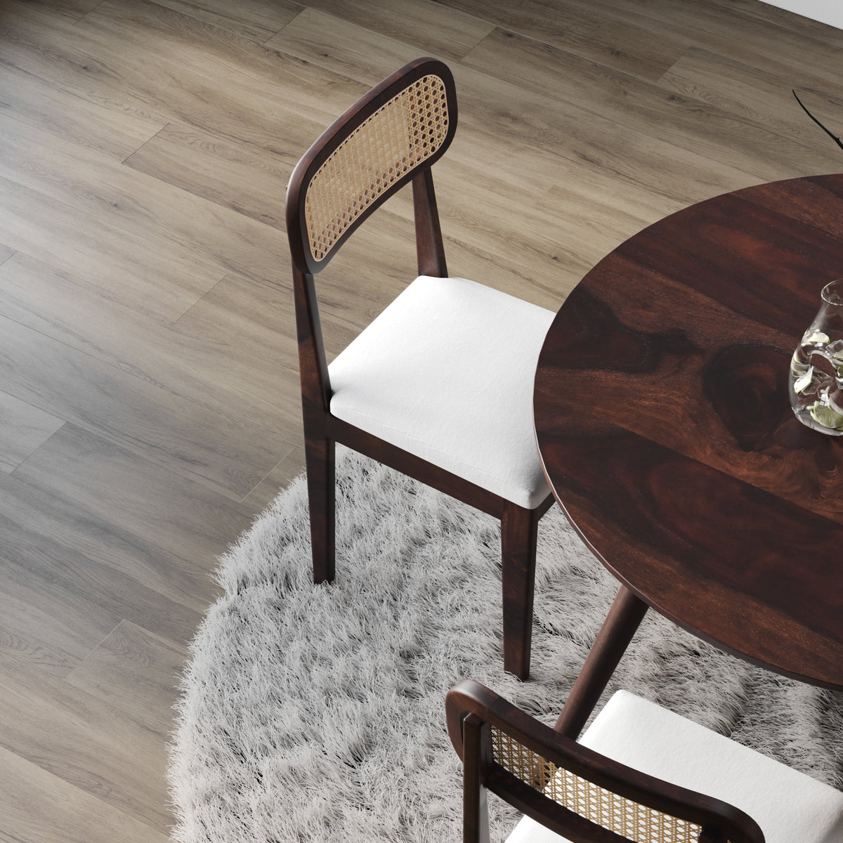 4 Seater Sheesham Wood Round Dining Table Set
