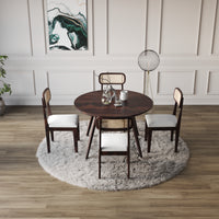 4 Seater Sheesham Wood Round Dining Table Set