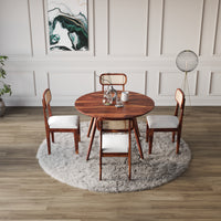 4 Seater Sheesham Wood Round Dining Table Set
