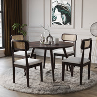 4 Seater Sheesham Wood Round Dining Table Set