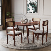4 Seater Sheesham Wood Round Dining Table Set