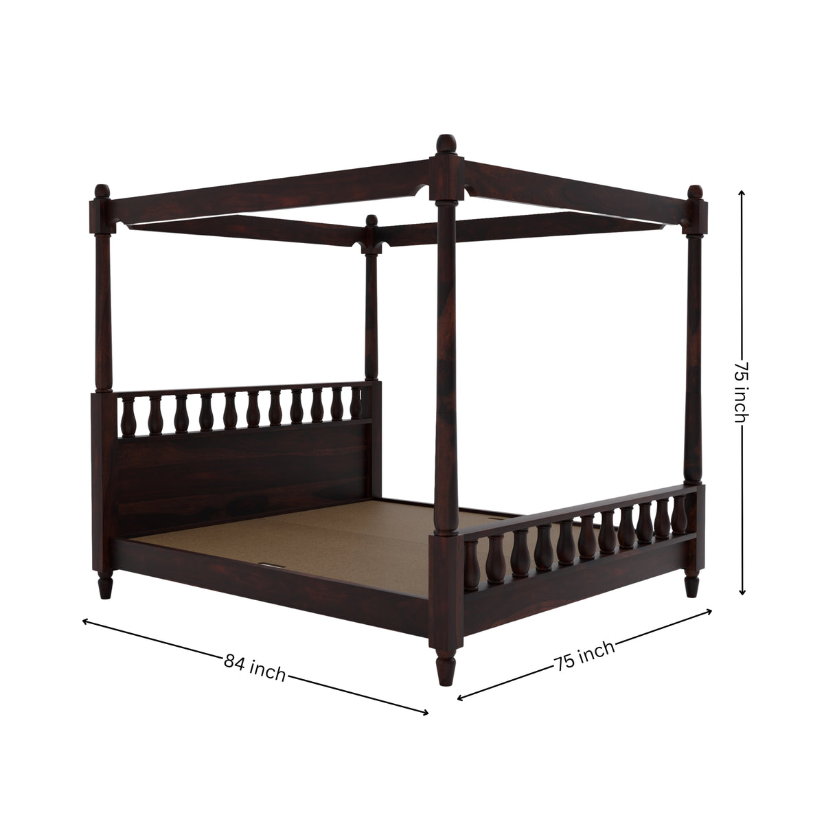 Wooden King Size Poster Bed without Storage for Bedroom