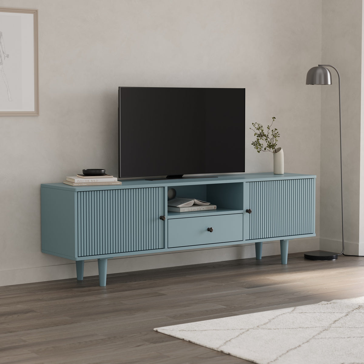 Wooden Media Unit Cabinet with Storage for Living Room