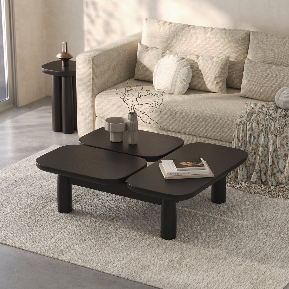 Nova Solid Wood Coffee Table for Living Room - Black Finish