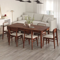 Oslo Solid Sheesham Wood 6 Seater Dining Table Set - Honey Finish