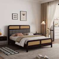 Wooden Queen Size bed without Storage in Walnut Finish for Bedroom