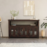 3 Door Wooden Storage Buffet Cabinet with Open Shelf