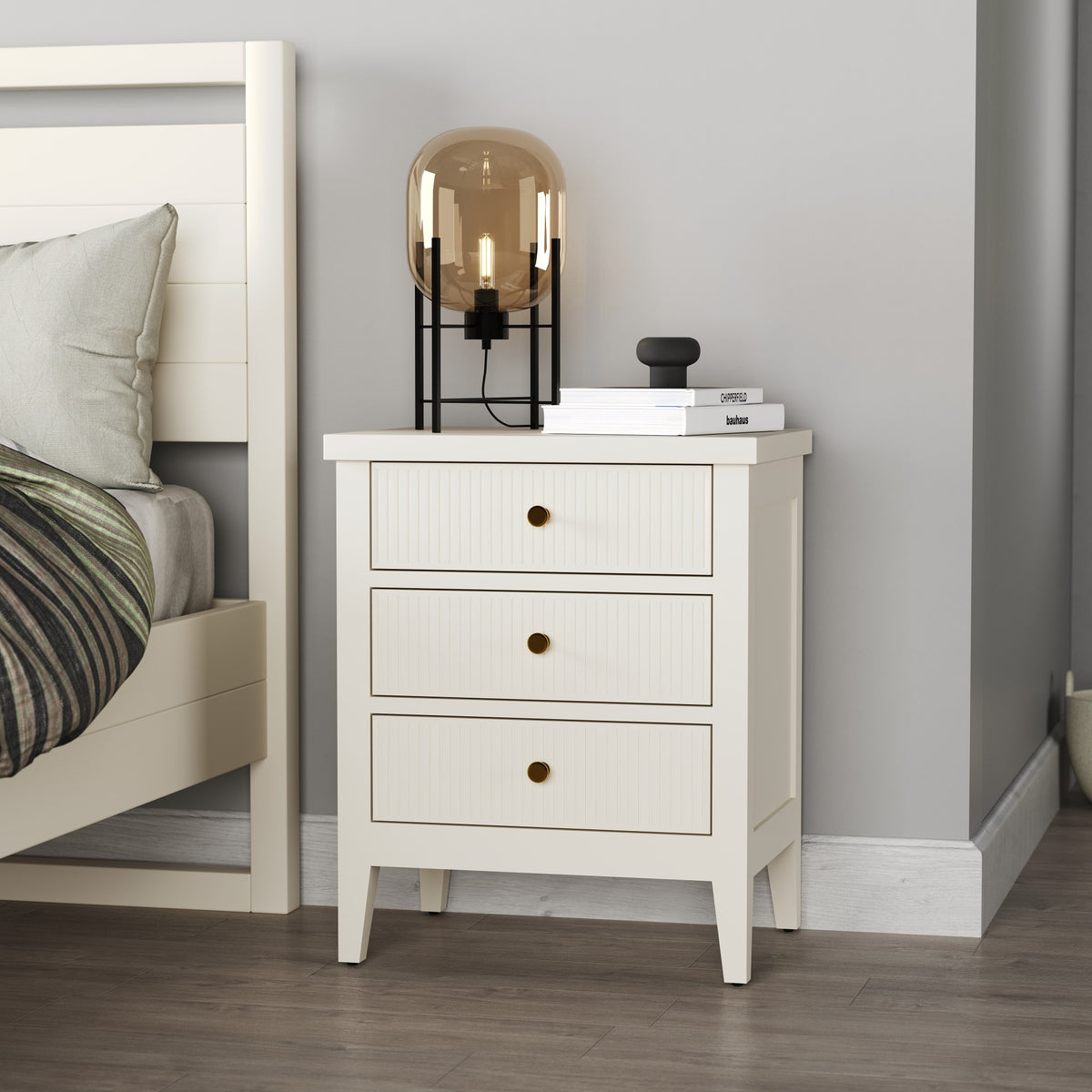 Solid Wood Bedside Table with Storage