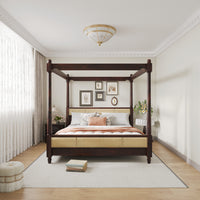 Wooden King Size Poster Bed without Storage for Bedroom