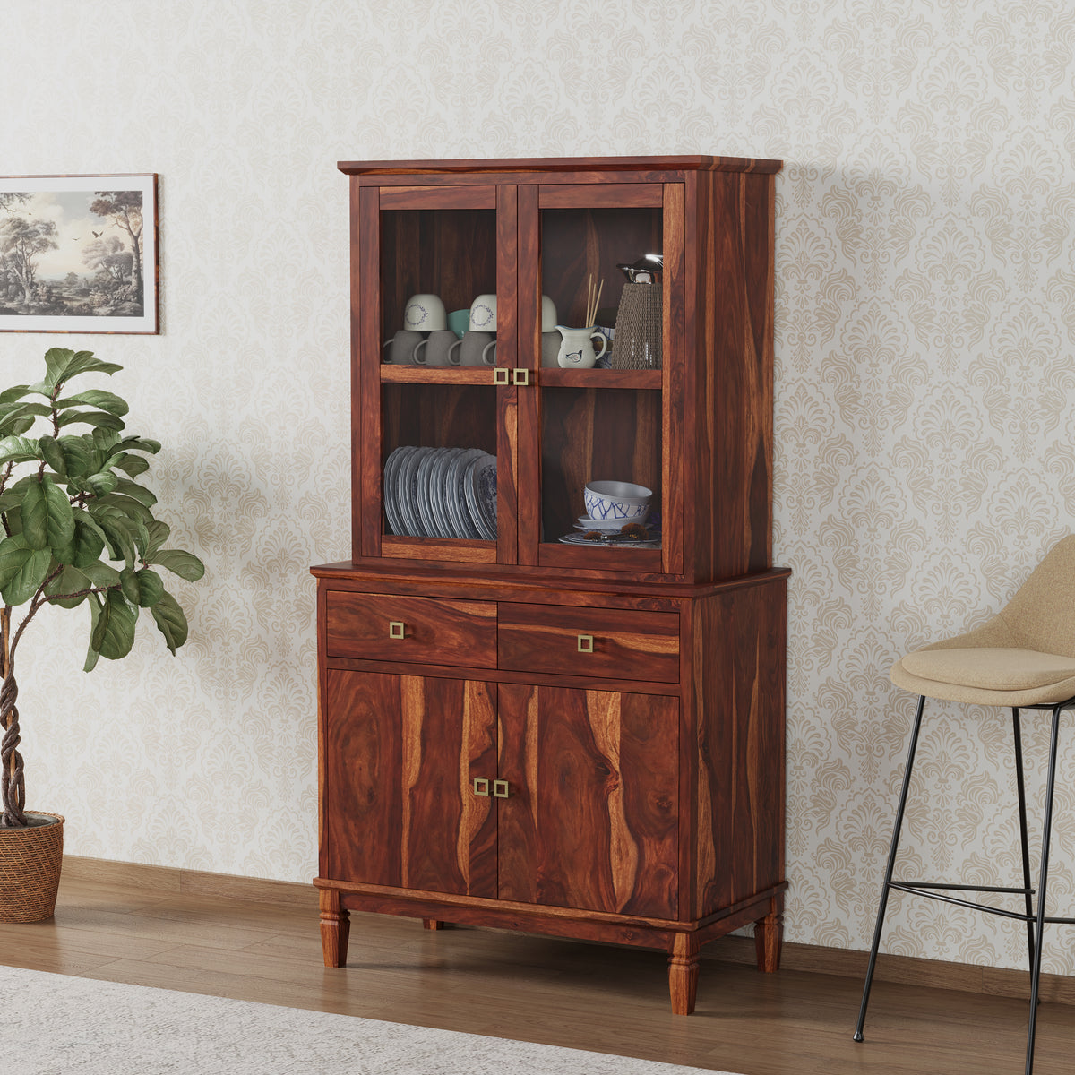 Sheesham Wood Sideboard Cabinet for Kitchen Storage