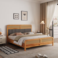 Wooden King Size bed without Storage in Natural Finish for Bedroom