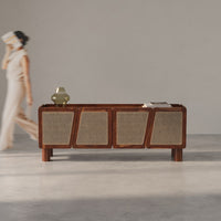 Wooden Rattan Sideboard Cabinet for Storage