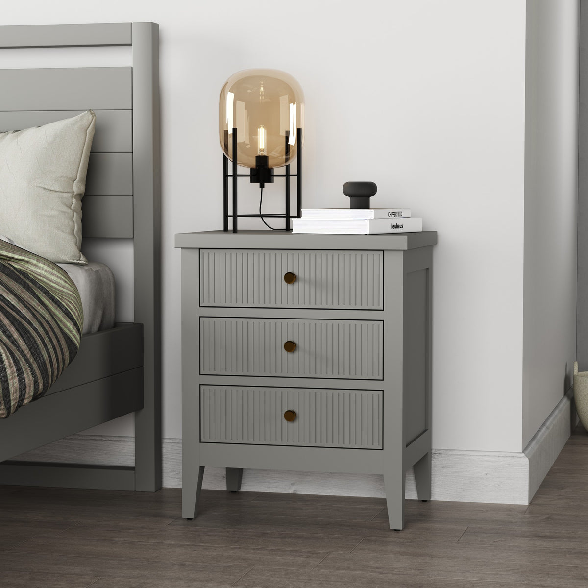 Solid Wood Bedside Table with Storage