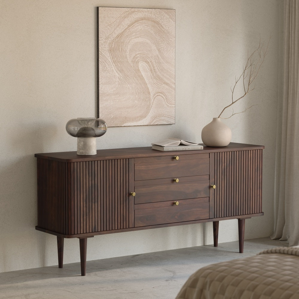 Sheesham Wood Sideboard Buffet with 3 Drawers