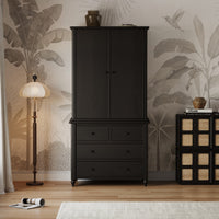Solid Sheesham Wood Wardrobe with 2 Door Cabinet & 4 Drawers