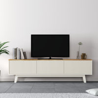 Solid Wood Entertainment Unit with Cabinet Storage
