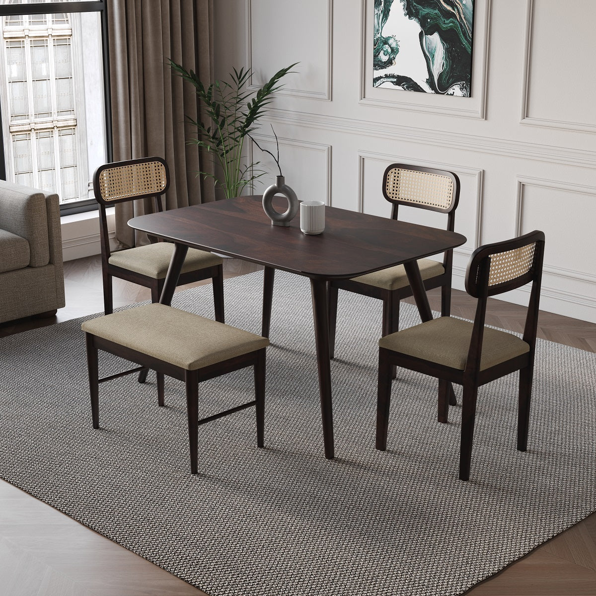 Wooden Dining Table Set 4 Seater