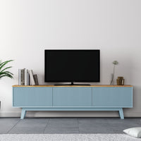 Solid Wood Entertainment Unit with Cabinet Storage