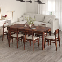Oslo Solid Sheesham Wood 6 Seater Dining Table Set - Honey Finish