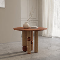 Wooden Round Dining Table with Decorative Pedestal Base