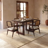Sheesham Wood Dining Table 4 Seater with Modern Metal Accent Design