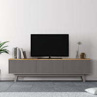 Solid Wood Entertainment Unit with Cabinet Storage