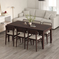 Oslo Solid Sheesham Wood 6 Seater Dining Table Set - Walnut Finish