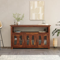 3 Door Wooden Storage Buffet Cabinet with Open Shelf