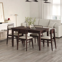 Oslo Solid Sheesham Wood 4 Seater Dining Table Set - Walnut Finish