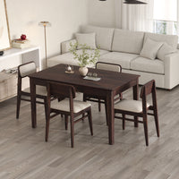 Oslo Solid Sheesham Wood 4 Seater Dining Table Set - Walnut Finish