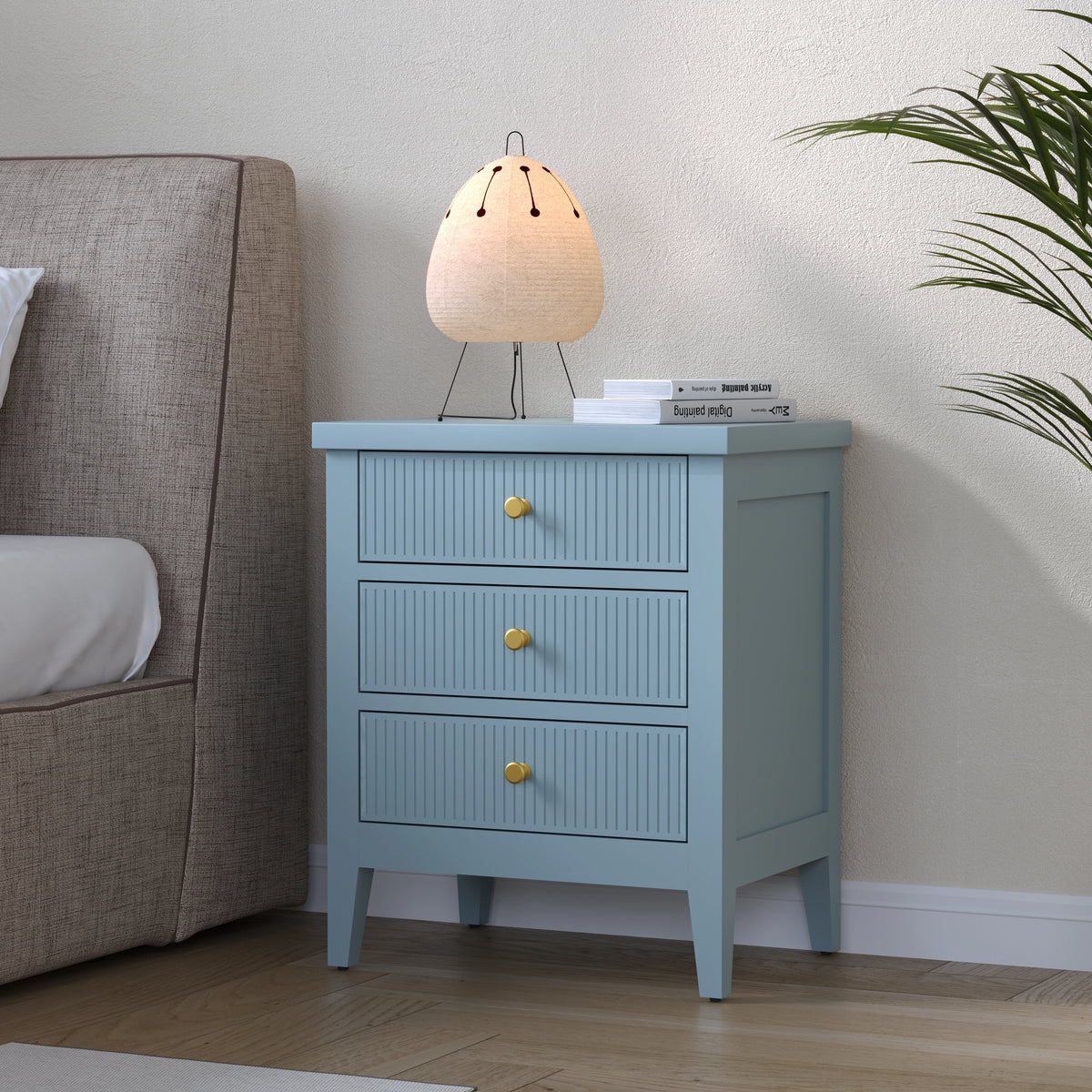 Solid Wood Bedside Table with Storage