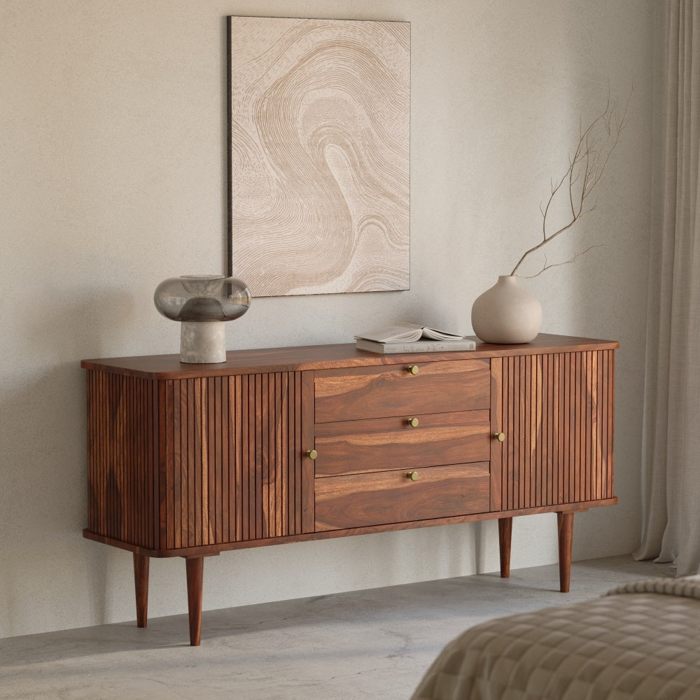 Sheesham Wood Sideboard Buffet with 3 Drawers