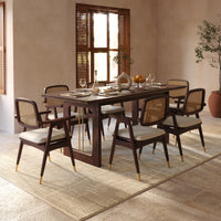 Wooden Dining Table 6 Seater with Modern Metal Accent Design
