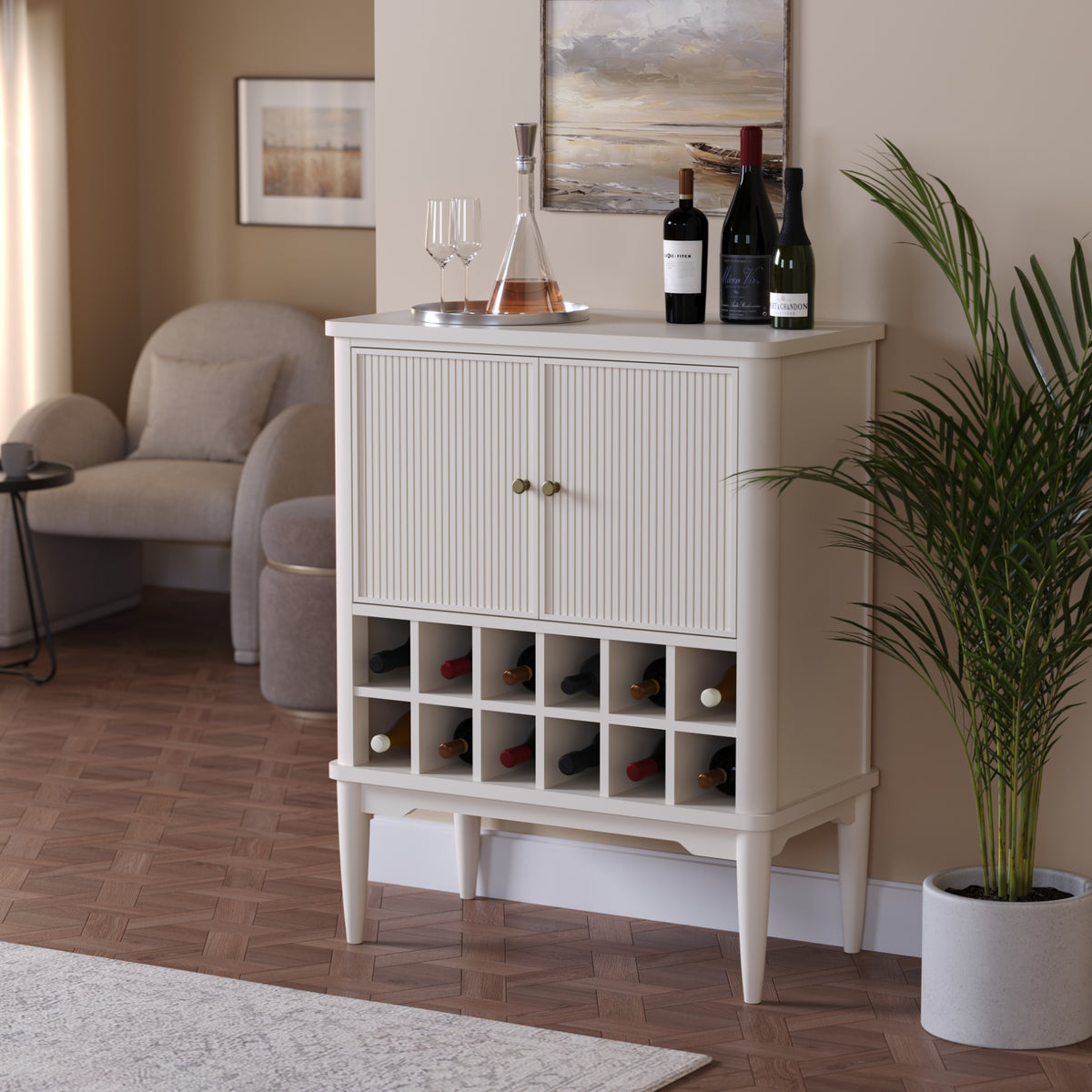 Solid Wood Bar Cabinet with Cabinet Storage