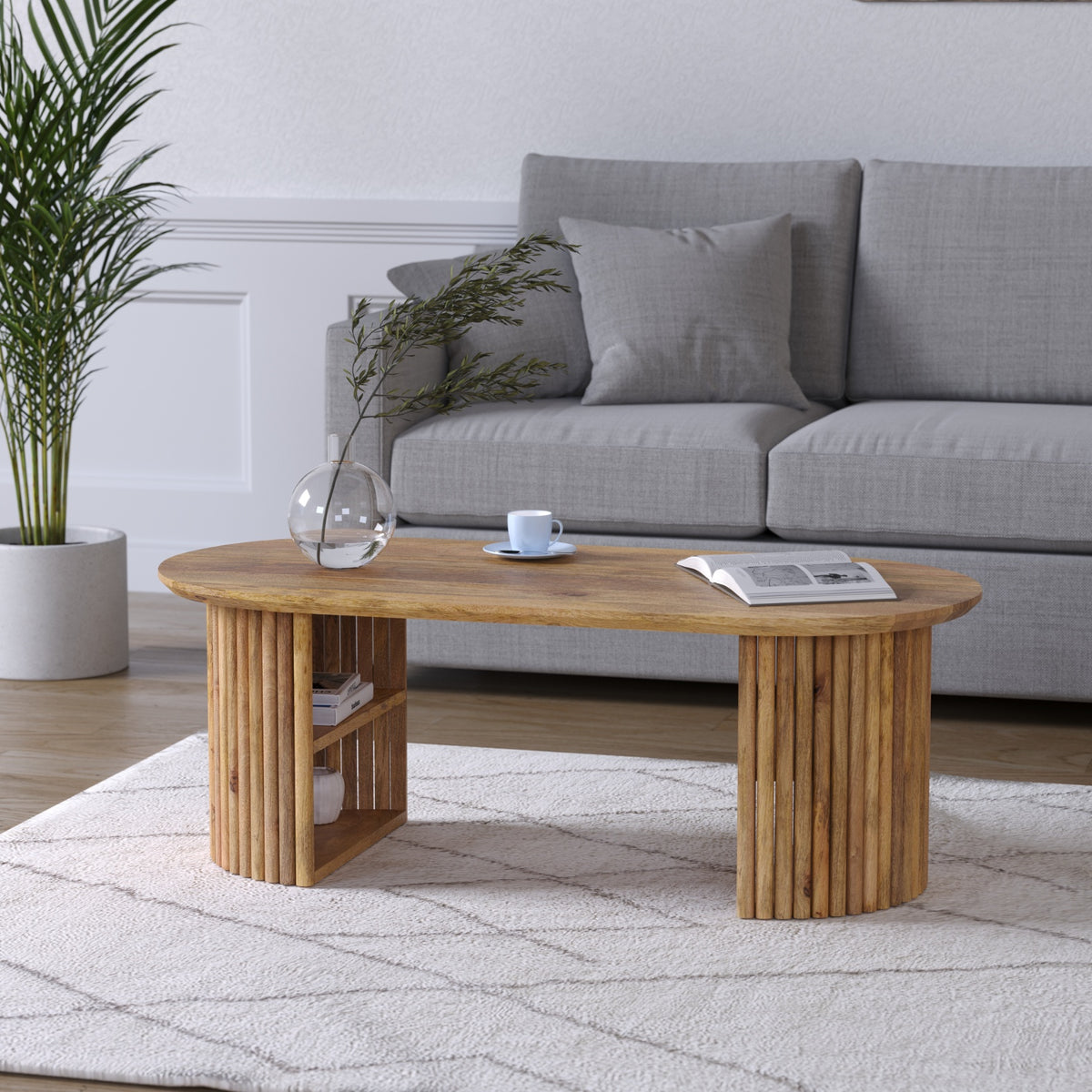 Mango Wood Semi Round Center Table