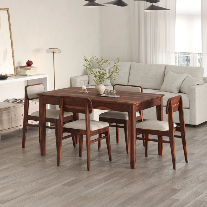 Oslo Solid Sheesham Wood 4 Seater Dining Table Set - Honey Finish