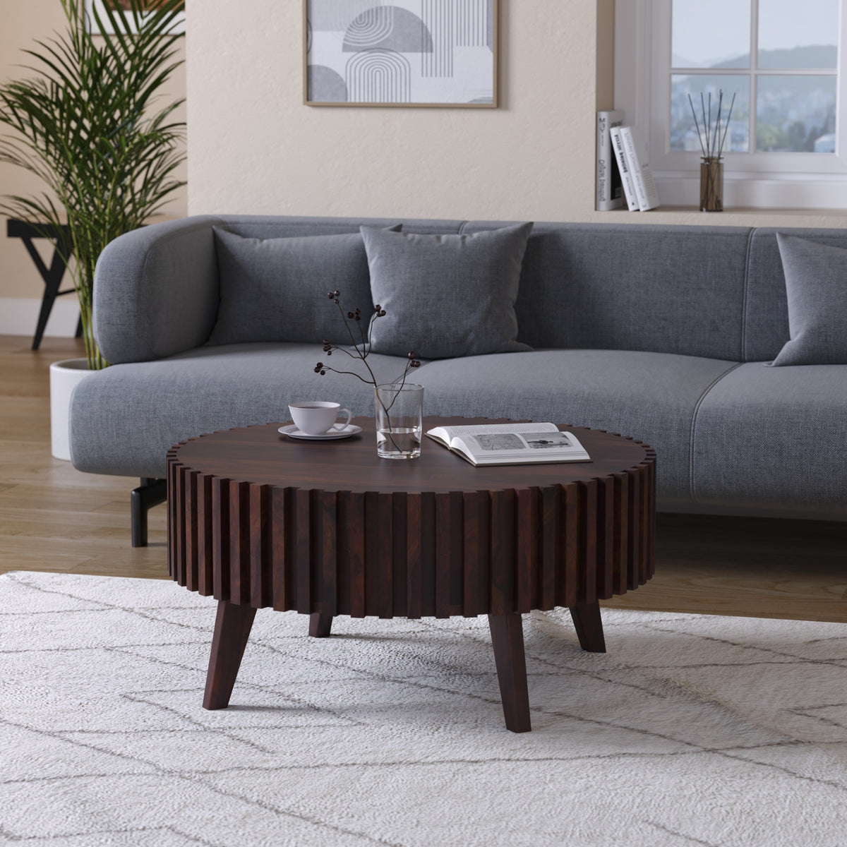 Sheesham Wood Round Coffee Table