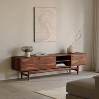 Solid Wood TV Cabinet with Storage and Drawers