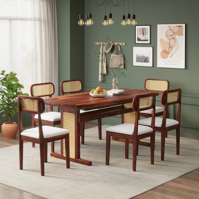 Wooden Dining Table 6 Seater in Natural Finish