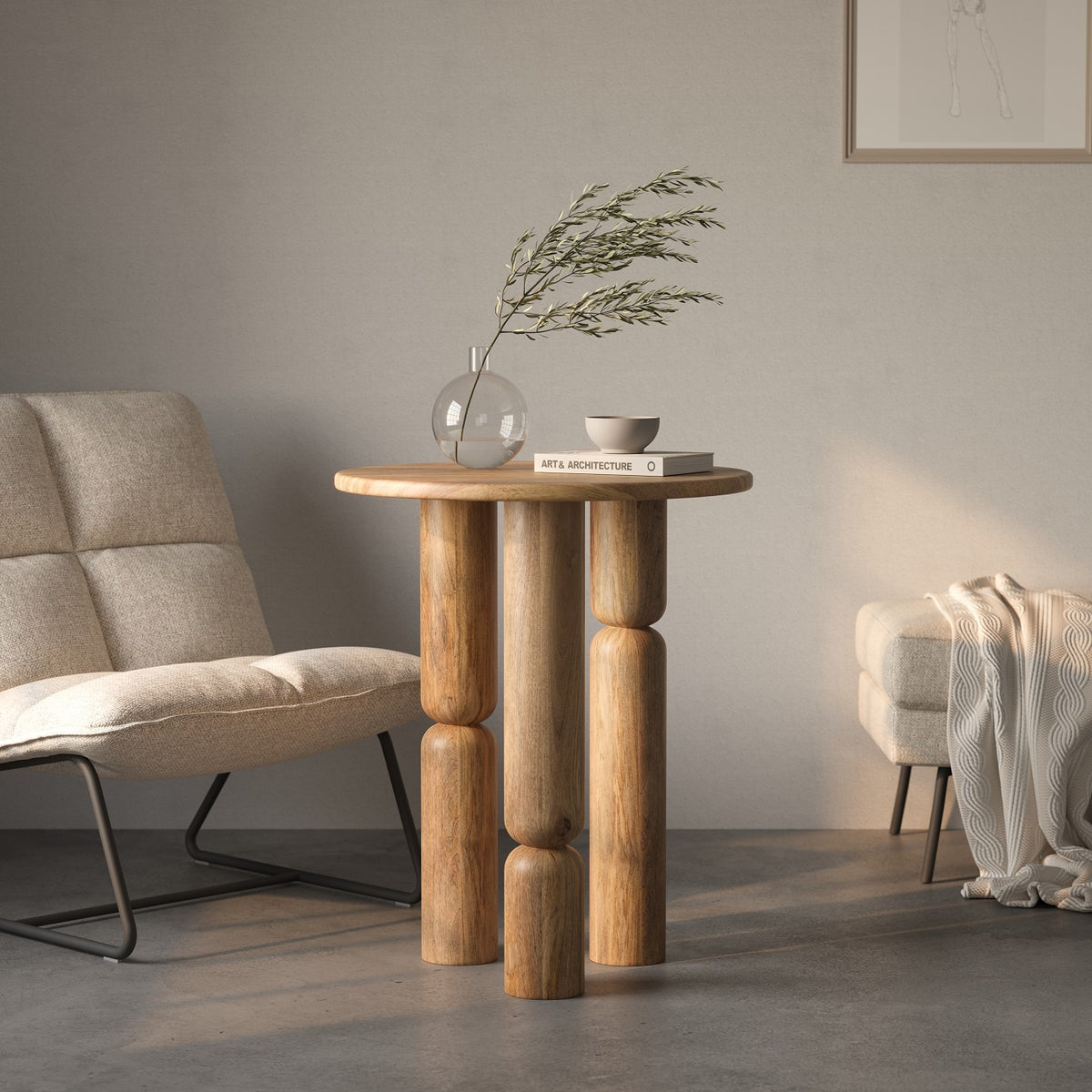 Wooden Sofa Side Table for Living Room