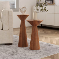 Wooden Side End Tables | Pedestal Accent Table Set for Home