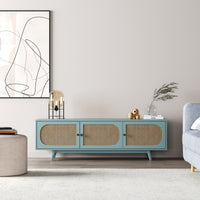 Solid Wood TV Cabinet in Cane Design