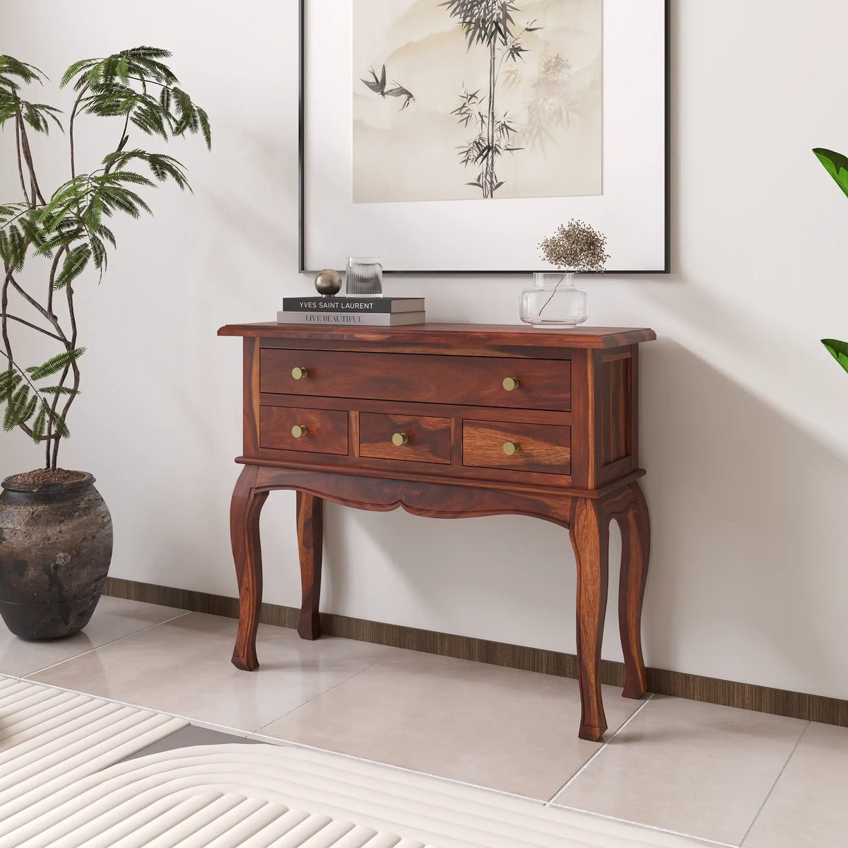 Wooden Console Cabinet with Drawer for Living Room
