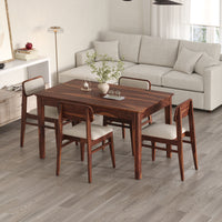 Oslo Solid Sheesham Wood 4 Seater Dining Table Set - Honey Finish