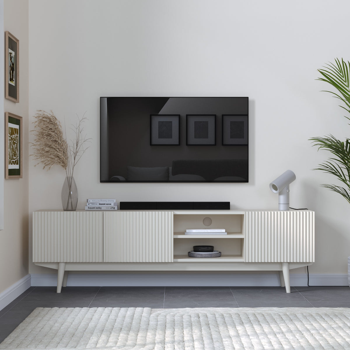 Solid Wood Tv Unit with Storage